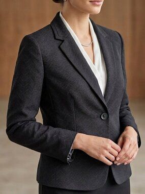 Le Suit NWT Textured Chevron Double-Button Black Blazer Size 8